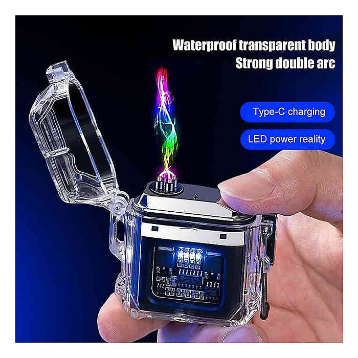 Transparent Rechargeable Lighter Waterproof ARC Electric USB...
